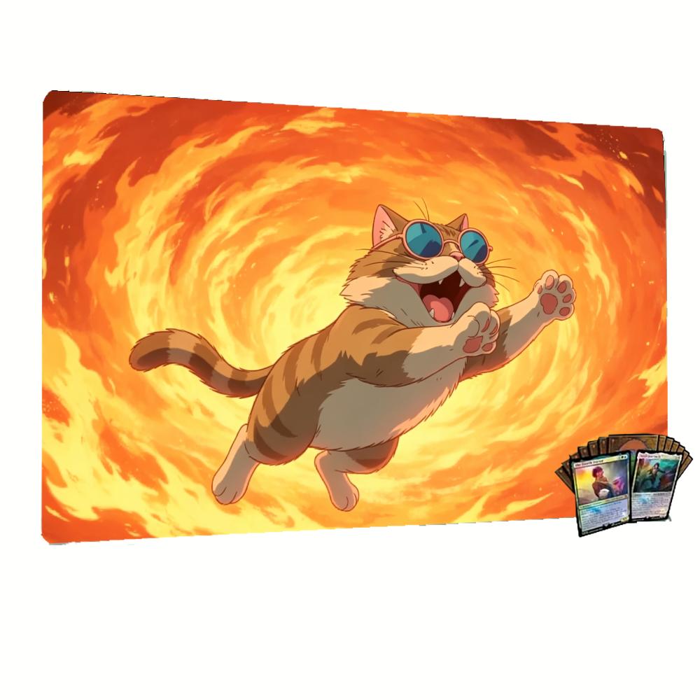 Esports Gaming Background - Funny Cat Background Large Game Playmat