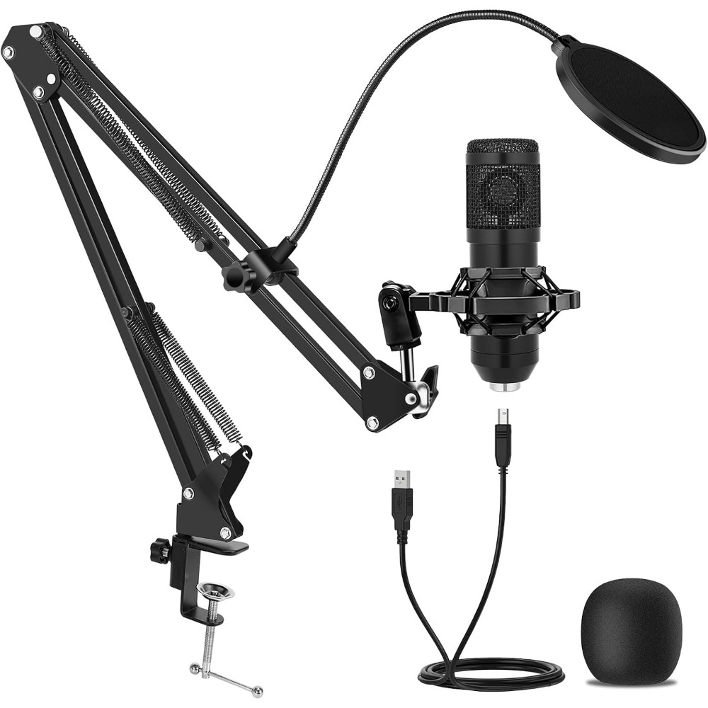 Microphone Arm Boom - Condenser Microphone Kit with Adjustable Boom