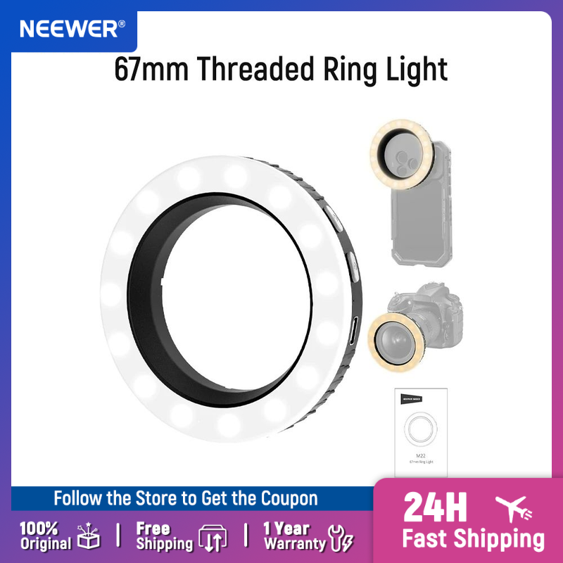 Webcam Ring Light - NEEWER Basics 67mm Threaded Ring Light