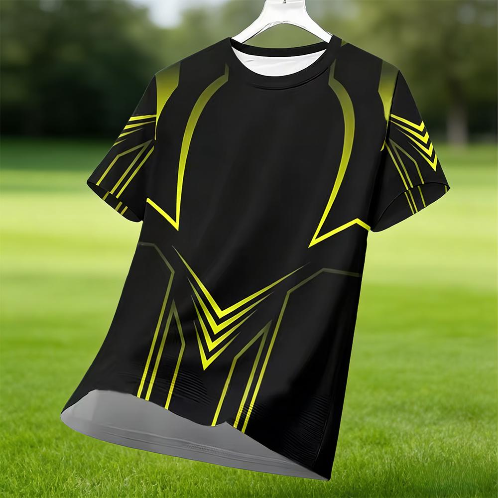 Esports Gaming Top - Men's 3D Geometry Print Short-sleeved E-sports