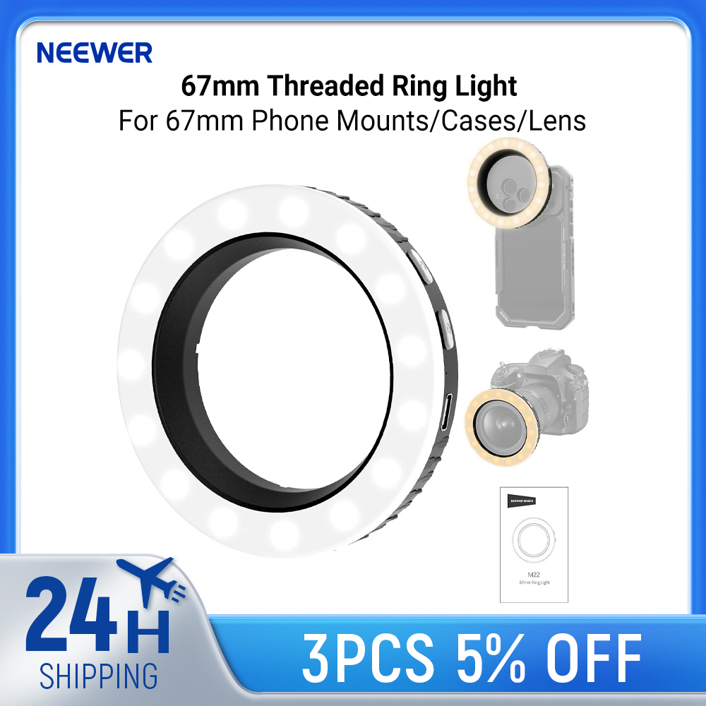 Webcam Ring Light - NEEWER Basics 67mm Threaded Ring Light