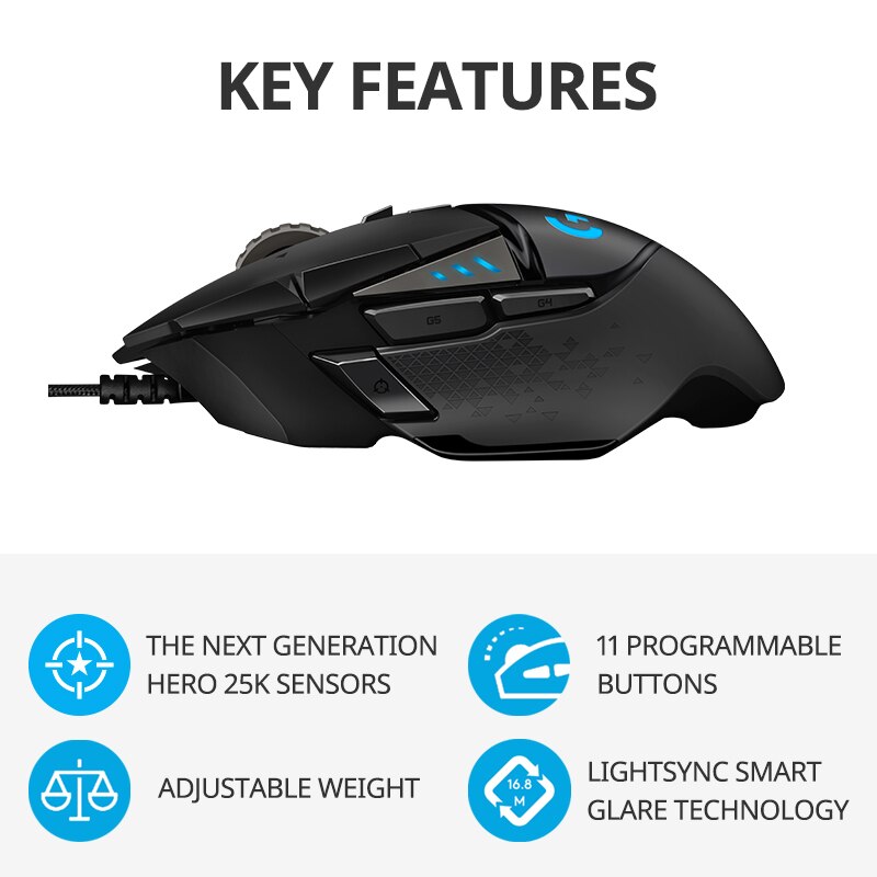 Logitech G502hero Master Wired - đánh giá và giá Esports Gaming Mouse Weight Adjustable
