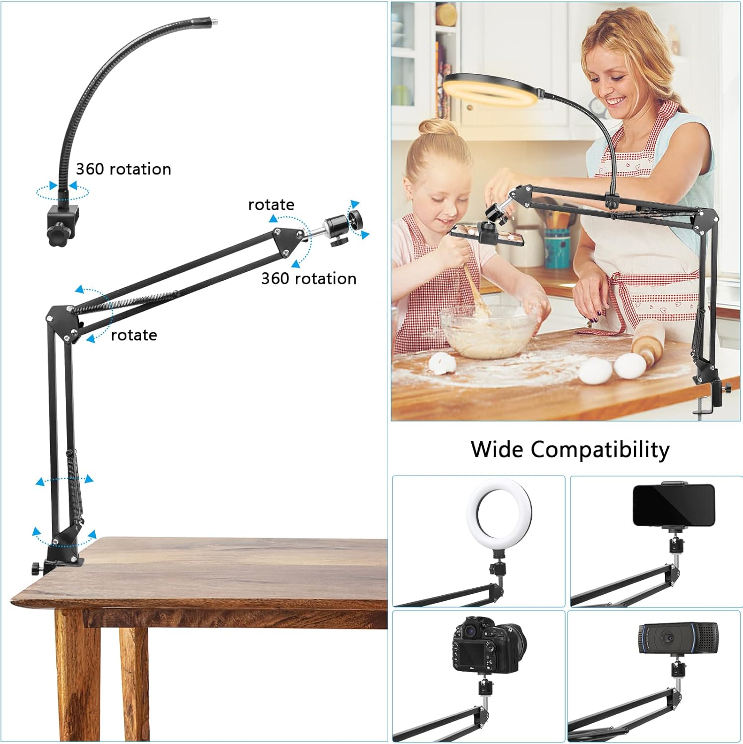 Ring Light with Stand and Phon - đánh giá và giá Webcam Ring Light